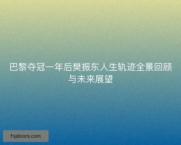 巴黎夺冠一年后樊振东人生轨迹全景回顾与未来展望